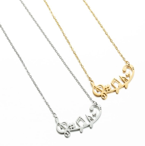 Collar Con Colgante De Nota Musical De Acero Inoxidable Símbolo De Sostenido Clave De Sol Joyería Para Mujer