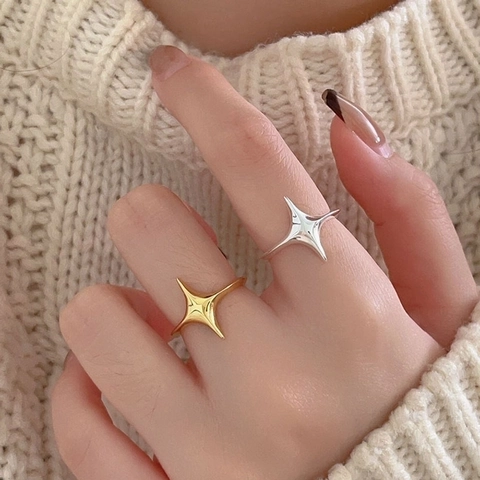 Anello Stella In Argento Sterling 925 Apertura Regolabile Gioielli Da Dito Geometrici Minimalisti Per Donna