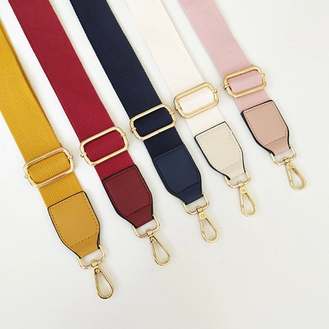 Adjustable Wide Replacement Shoulder Bag Strap Canvas Webbing PU Leather Metal Lobster Clasps Solid Color For Handbags