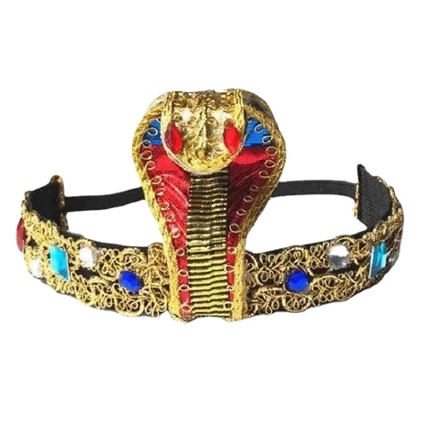 Ancient Egyptian Cleopatra Pharaoh Snake Headband Gold Fabric Headpiece With Colorful Rhinestones Halloween Cosplay Prop