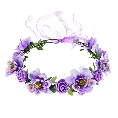 Artificial Rose Flower Crown Headband Romantic Floral Garland Adjustable Ribbon Bridal Wedding Party Boho Hair Accessories