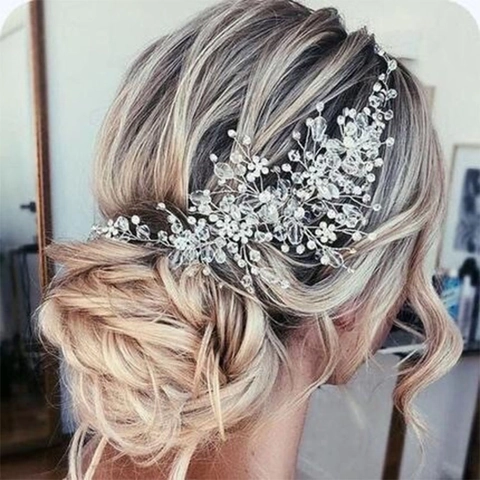 Vite Di Capelli Da Sposa In Cristallo Strass Fatta A Mano Fascia Fiore Foglia Per Matrimonio Festa Banchetto Accessori