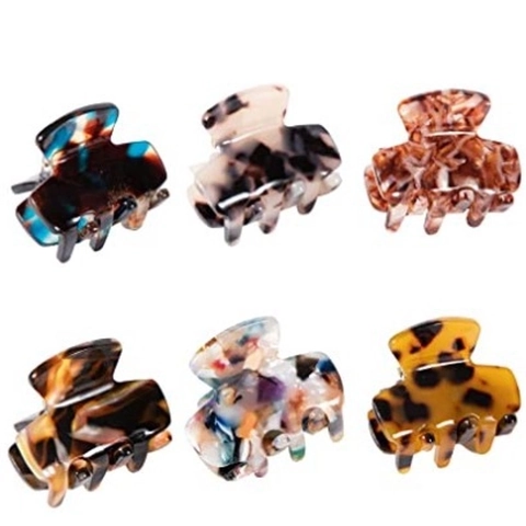 Mini Hair Claw Clips Acetate Marble Tortoise Shell Pattern Small Hair Grips Bangs Clips For Women Girls