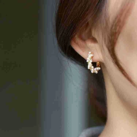 Pendientes de Aro de Aleación Trenzada Vintage Con Perla Artificial Joyas de Oreja Geométricas de Lujo para Mujer Regalo