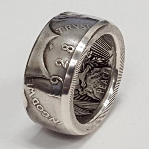 Vintage Coin Rings For Men Women Metal Alloy Retro Peace Dollar Engraved Biker Punk Style Hand Jewelry Accessories