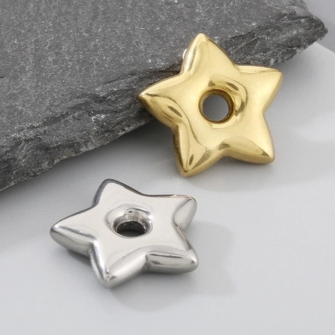 Stainless Steel Heart Star Hexagon Charms Large Hole Spacer Beads For DIY Jewelry Making Bracelet Necklace Accessories