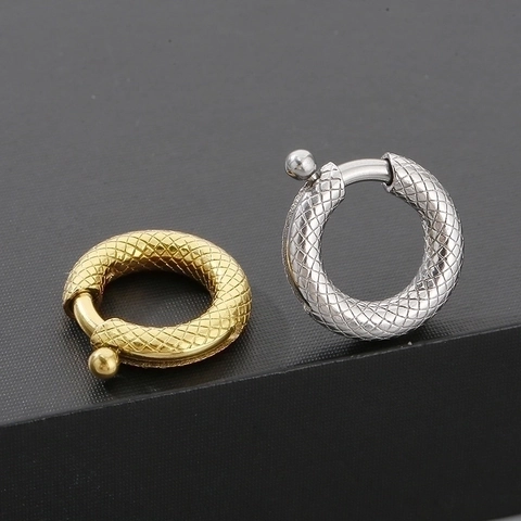 Cierre De Resorte Redondo De Acero Inoxidable Patrón Piel De Serpiente Conector De Joyas DIY Para Colgante Collar Pulsera