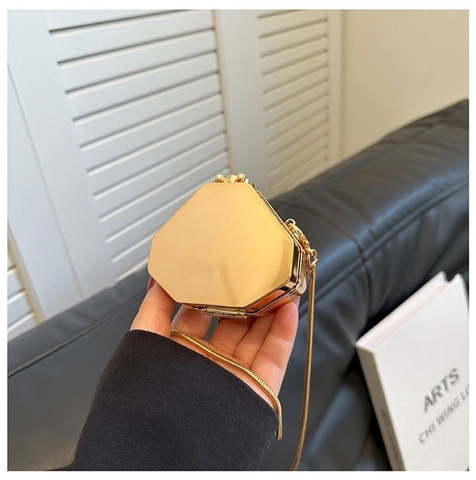 Mini Acrylic Mirror Evening Bag Luxury Metal Chain Crossbody Clutch For Women Party Wedding Geometric Box Shape