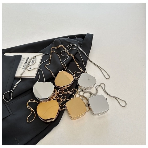Mini Acrylic Mirror Evening Bag Luxury Metal Chain Crossbody Clutch For Women Party Wedding Geometric Box Shape