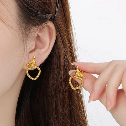 Herz Knoten Ohrstecker Edelstahl Gedrehtes Seil Geflochtenes Design Modeschmuck Für Damen Moderner Minimalistischer Stil