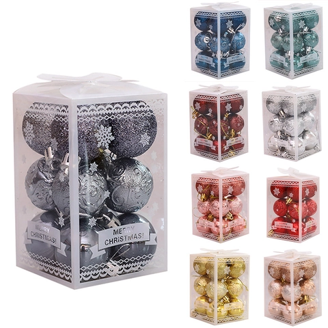 Palline Di Natale Plastica Glitter Opache Lucide Rilievo Decorazioni Appese Albero Festa Casa
