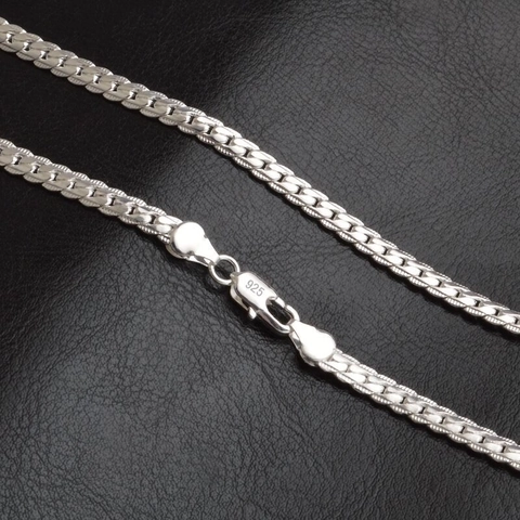 Versilberte Kupfer Panzerkette Halskette Flache Panzerkette Minimalistischer Modeschmuck Für Damen Und Herren