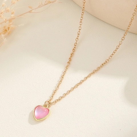 Collana Con Ciondolo A Cuore Acciaio Inossidabile Placcato Oro Dolce Minimalista Catena Clavicola Gioielli Per Donne