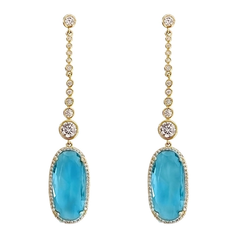 Eleganti Orecchini a Pendente con Nappa Lunga in Rame e Zirconia per Donna Orecchini Geometrici Ovali in Cristallo Gioielli