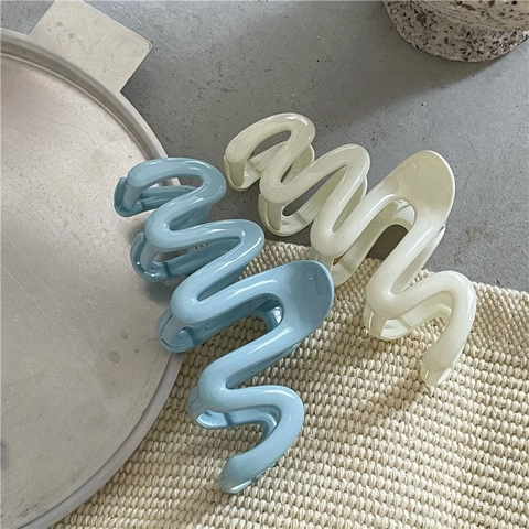 Molletta Per Capelli In Plastica Colorata Linea Ondulata Stile Dopamina Forcina Geometrica Per Donne