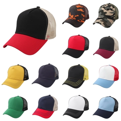 Breathable Mesh Trucker Hat Cotton Polyester Sun Protection Outdoor Sports Camouflage Baseball Cap Adjustable