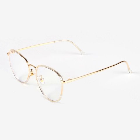 Lunettes Anti-Lumière Bleue Rondes Rétro Monture Métallique Optique Vintage Verres Sans Correction Pour Hommes Femmes