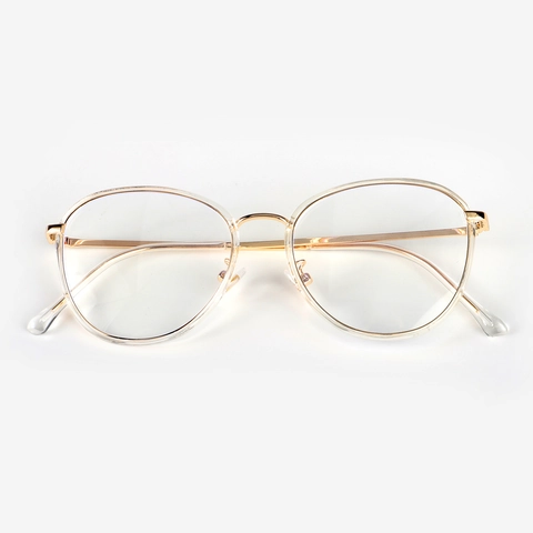 Lunettes Anti-Lumière Bleue Rondes Rétro Monture Métallique Optique Vintage Verres Sans Correction Pour Hommes Femmes