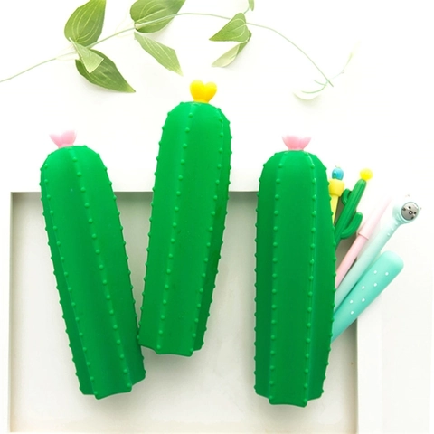 Astuccio Per Matite In Silicone Cactus Borsa Portaoggetti Da Scrivania Creativa Per Studenti Pochette Di Cancelleria