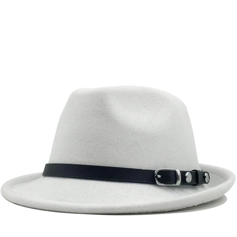 Chapeau Fedora Jazz Style Britannique Vintage Feutre De Laine Avec Ceinture En Cuir Boucle Métallique Hommes Femmes Automne Hiver