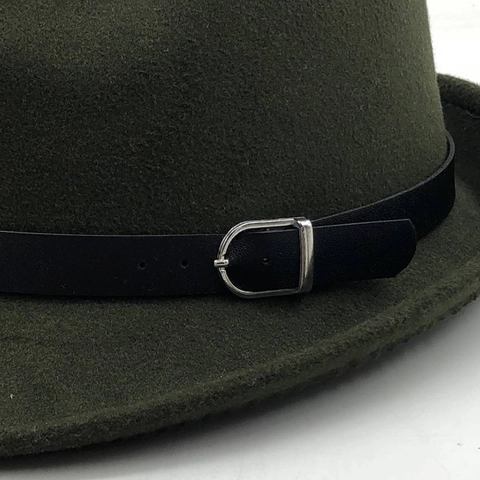 Cappello Fedora British Retrò In Feltro Di Lana Con Cintura In Ecopelle E Fibbia In Metallo Unisex Stile Jazz