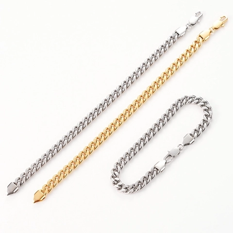 Minimalist Stainless Steel Cuban Link Bracelet For Men Women Hip Hop Geometric Chain Bracelet Polished Gold Silver Black Hand Jewelry