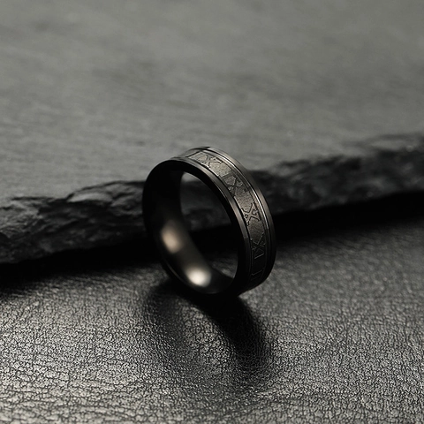 Anillo De Acero Inoxidable Con Grabado De Números Romanos Banda Unisex Joyería Estilo Punk