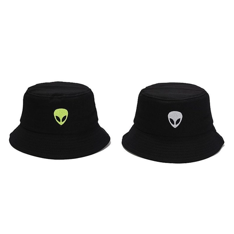 Cappello Da Pescatore Con Ricamo Alieno Cotone Tela Streetwear Hip Hop Protezione Solare Outdoor Cappello Unisex