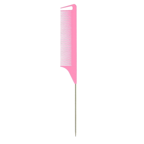Professional Rat Tail Comb With Metal Pin PP Plastic Fine Tooth Hair Sectioning Highlighting Styling Tool Salon Accessory