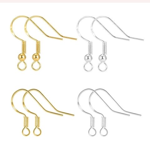 Earring Hooks Copper Gold Silver Plated Fish Hook Jewelry Findings With 925 Stamp For DIY Jewelry Making