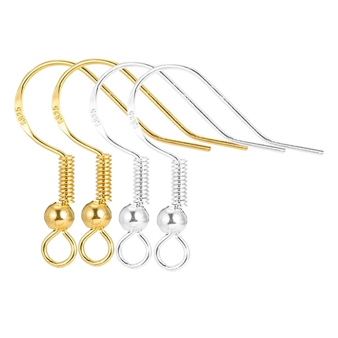Earring Hooks Copper Gold Silver Plated Fish Hook Jewelry Findings With 925 Stamp For DIY Jewelry Making
