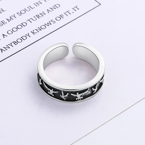 Anello Aperto In Ottone Vintage Regolabile Con Motivo Piccione Della Pace E Uccello Gioielli Stile Argento Thai Retrò