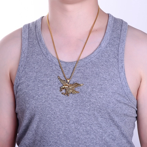 Collana con Pendente Aquila in Acciaio Inossidabile Vintage per Uomo Punk Rock Aquila Volante Lega Robot Serpente Collana Pendente Animale