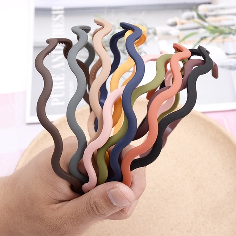 Wavy Zigzag Headband Matte Plastic Resin Non-slip Hair Hoop Solid Color Morandi Minimalist Women Hair Accessories