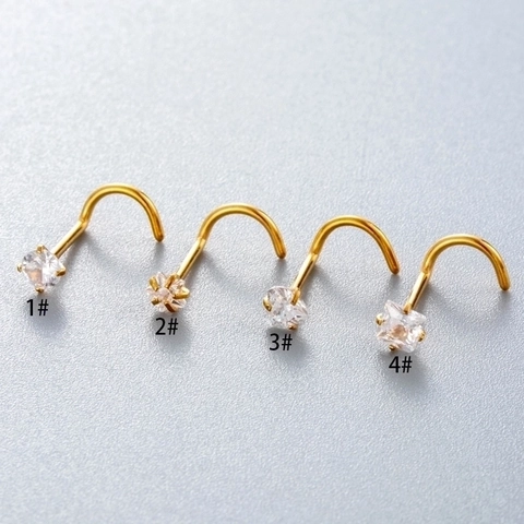 Nasenstecker Aus Edelstahl Mit Zirkonia Herz Rund Quadrat Stern Form Trendiger Piercing Schmuck Damen