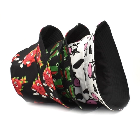 Cappello Alla Pescatora Con Stampa Rana Mucca Frutta Cotone Traspirante Protezione Solare Estate Donna Uomo
