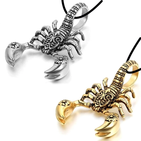 Scorpion Pendant Necklace Alloy Metal With Leather Cord Punk Rock Gothic Vintage Jewelry For Men