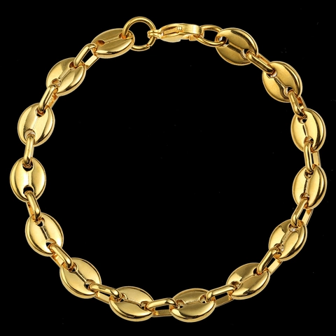 Bracciale A Catena Chicco Di Caffè Acciaio Inossidabile Lucidato Naso Di Maiale Hip Hop Gioielli Minimalisti Per Uomini Donne