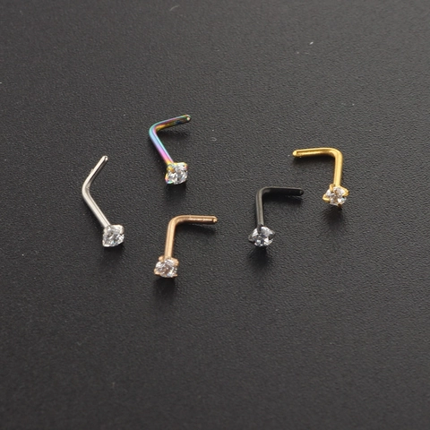 Borchie Al Naso Acciaio Inossidabile Zirconia Forma L Gioielli Per Piercing Minimalista Geometrico Per Donna Uomo
