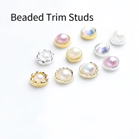 Nail Art Charms Alloy Metal Rose Flower Star Rhinestone Artificial Pearl Decorations For Manicure DIY Designs Retro Style