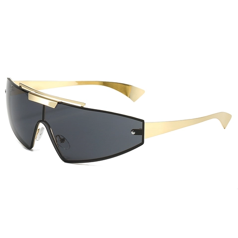 Occhiali Da Sole Punk Futuristici Metallo Senza Montatura Shield Avvolgenti UV400 Per Ciclismo Sport All'aperto Uomini Donne Moda