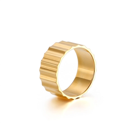 Anillo De Acero Inoxidable 316L Minimalista Textura Plisada Vertical Estilo Industrial Para Hombres Y Mujeres