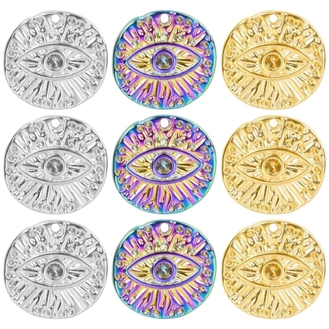 Evil Eye Runder Anhänger Halskette Edelstahl Vakuum Beschichtet Minimalistischer Schutzschmuck Für Frauen Mädchen Boho Stil