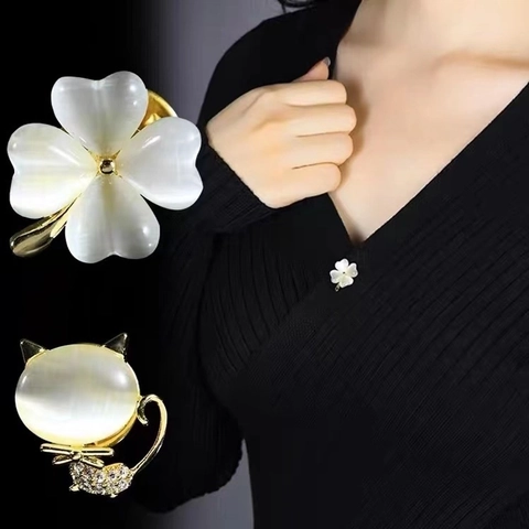 Spille In Lega Pietra Occhio Di Gatto Strass Spille Da Colletto Eleganti Per Donna Accessori Abbigliamento
