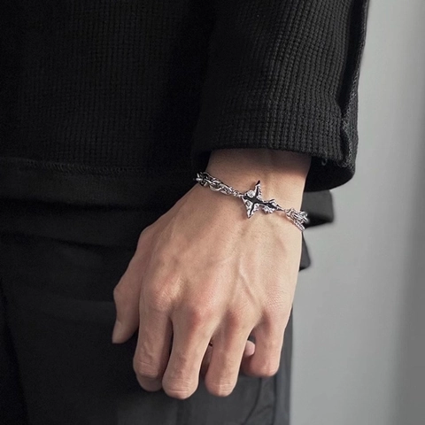 Cross Pendant Double Layer Chain Bracelet And Necklace Titanium Steel Hip Hop Gothic Punk Jewelry For Men Women