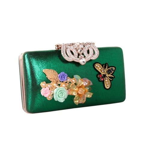 Pochette Da Sera 3D Fiore Di Raso Strass Ape Perla Artificial Velluto Matrimonio Festa Borsa Con Manico Catena