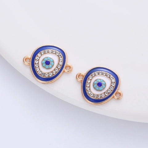 Evil Eye Legierung Emaille Charms Strass Verbinder DIY Schmuckherstellung Anhänger Bohème Stil Damen