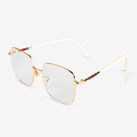 Anti Blue Light Blocking Glasses Square Metal Frame Optical Eyeglasses Vintage Fashion Oversized Gold Tone Unisex