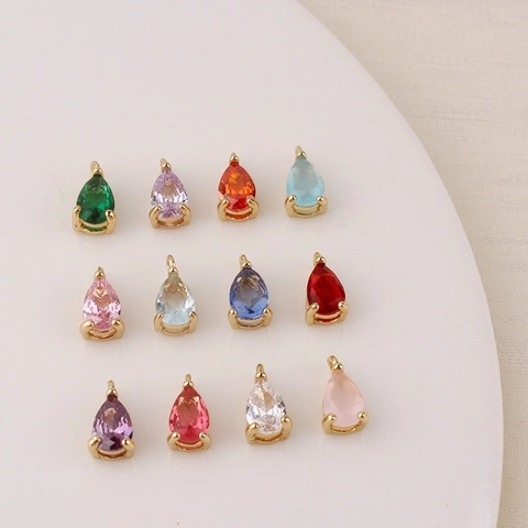 Teardrop Zircon Pendants Colorful Copper Gold Plated Charms For DIY Jewelry Making Necklaces Earrings Accessories
