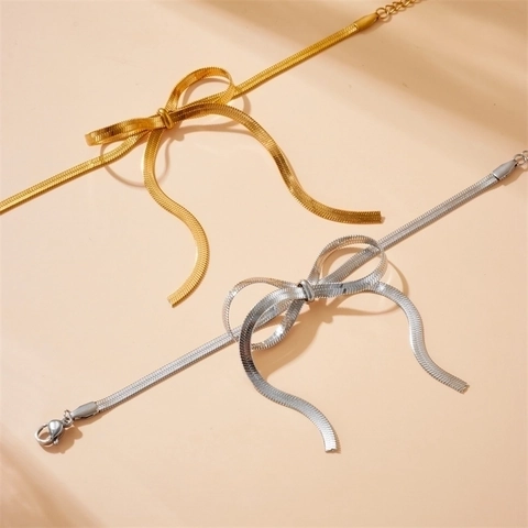 Bracelet Chaîne Serpent Noeud Minimaliste En Acier Inoxydable Plaqué Or Bijoux Ajustables Pour Femmes